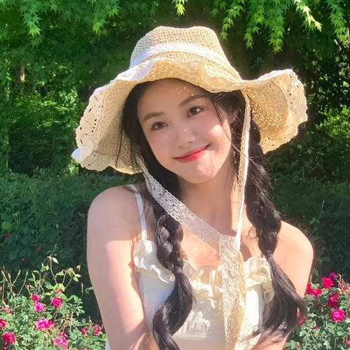 氛围感蕾丝系带手工编制草帽子女春海边度假遮阳防晒帽太阳沙滩帽 - 图2