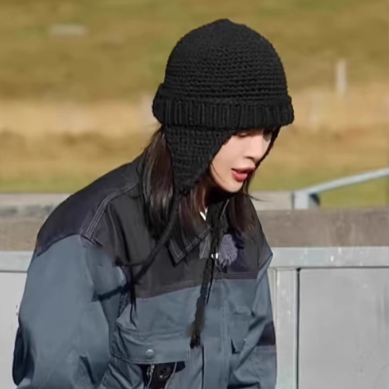 辛芷蕾同款针织帽子女秋冬防寒护耳保暖毛线帽休闲文艺气质雷锋帽 - 图2