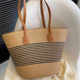 One-shoulder crossbody large straw bag