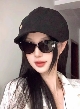 春秋季复古纯色棉麻鸭舌帽
