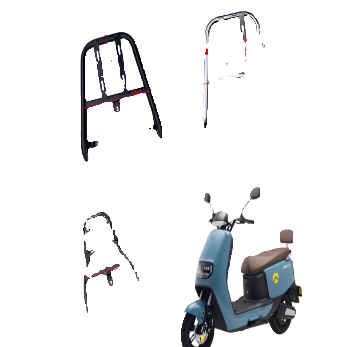 V3FP金箭电动车R350尾架后衣架保险杠外卖保温尾箱固定架子外加粗 - 图3