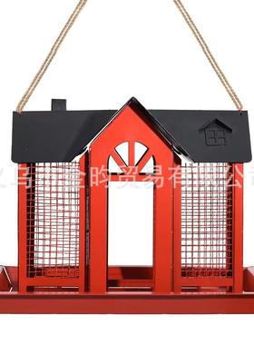 新款秋千房子创意金属鸟屋庭院蜂鸟松鼠喂鸟器户外悬挂摆件
