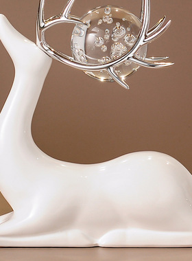 高端水晶球小鹿客厅摆件