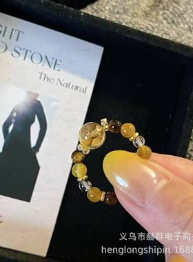 2025新款时尚百搭黄水晶镶锆金虎眼石招财幸运饰品魅力晶莹