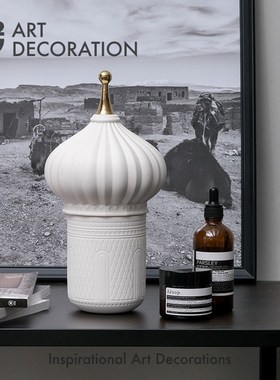 西班牙设计创g意陶瓷烛杯蜡烛卧室客厅书柜玄关样板间软装饰品摆