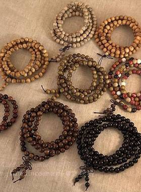 绿檀木多层串珠手串女新中式复古小众高级感盘玩手链情侣古风手饰