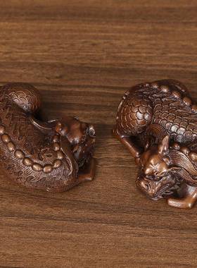 紫铜麒麟镇纸摆件客厅办公室家居工艺礼品