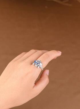 网红- 足银吊坠 复古做旧吉象元宝可调节戒指 女款吊饰套装