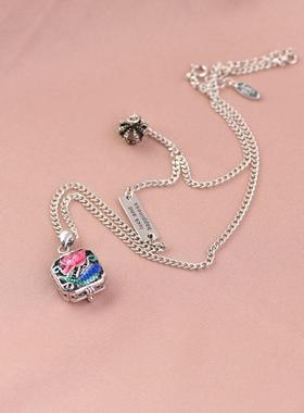 网红-S925银项链文艺时尚英文字母银牌皇冠流苏日韩古巴链女颈链