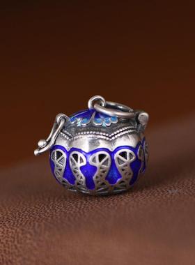网红- 足银可打开香囊 文艺国风景泰蓝南瓜珠女款吊坠吊饰挂件