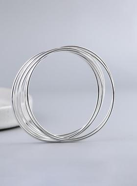 网红- S925银手环素银时尚多圈多环7环莫比乌斯银环女款手镯银饰