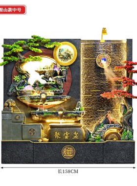 大型水幕墙瀑布流水墙屏风办公室内玄关背景N墙景观假山循环水摆