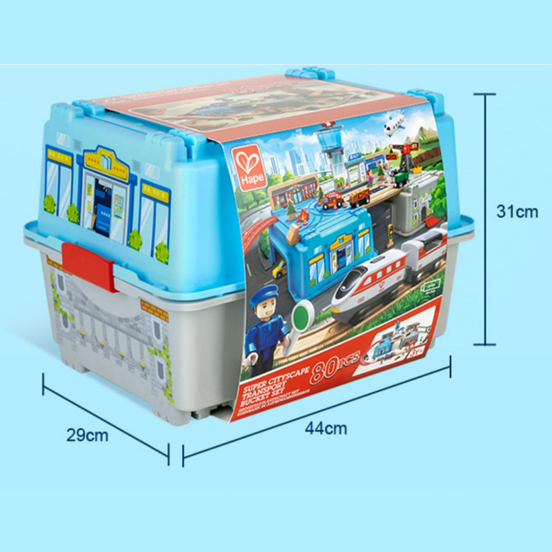 Hape火车轨道交运枢纽收纳套拼装积木3岁+电动火车儿童益智玩具,淘宝优惠券,粉丝福利购,淘宝优惠卷