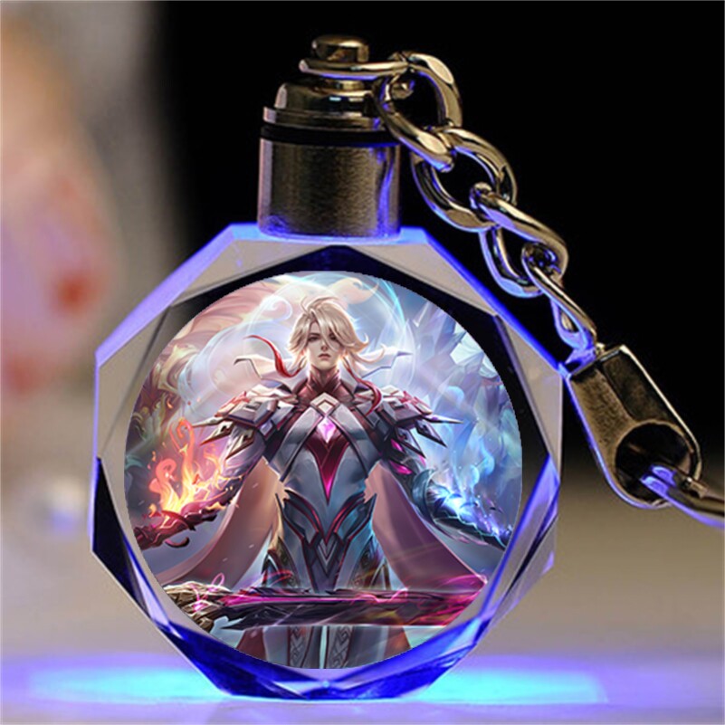 王者荣耀水晶王者荣耀水晶发光钥匙扣定制卡通动漫书包挂件送男女生日礼物毕业