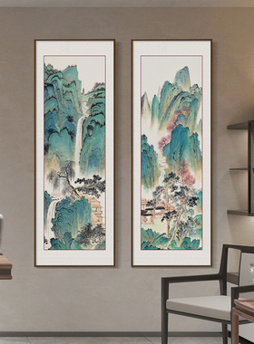 速发四条屏仇英山水画国画中式客厅挂画饰堂沙发背景墙装中画茶室