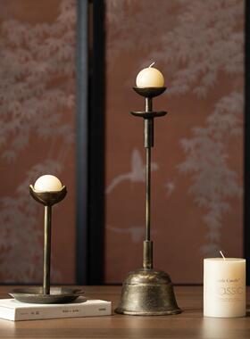 贝子复古老钱风MLB-2423属金烛台级氛围感怀旧中高古装饰茶室艺桌