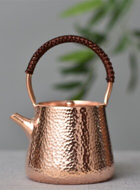 中式纯紫铜加厚小铜壶手工泡茶壶茶具茶几M餐桌中式样板房书架饰