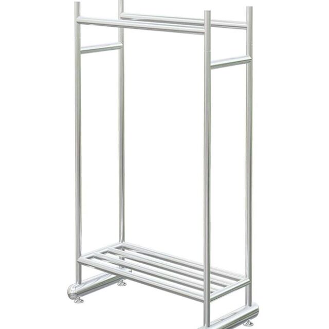 Coat rack double-pole multi-functional floor-standing bedroom clothes rack removable household L living room clothes drying rack simple storage