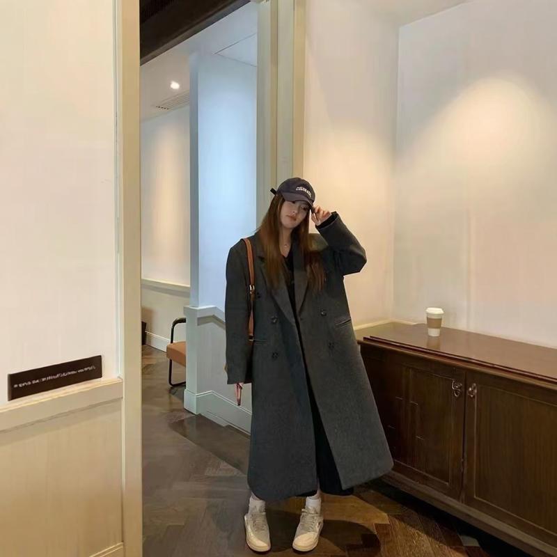 呢大衣女中长款小个子2024新款秋冬反季学院风黑色高级感外套