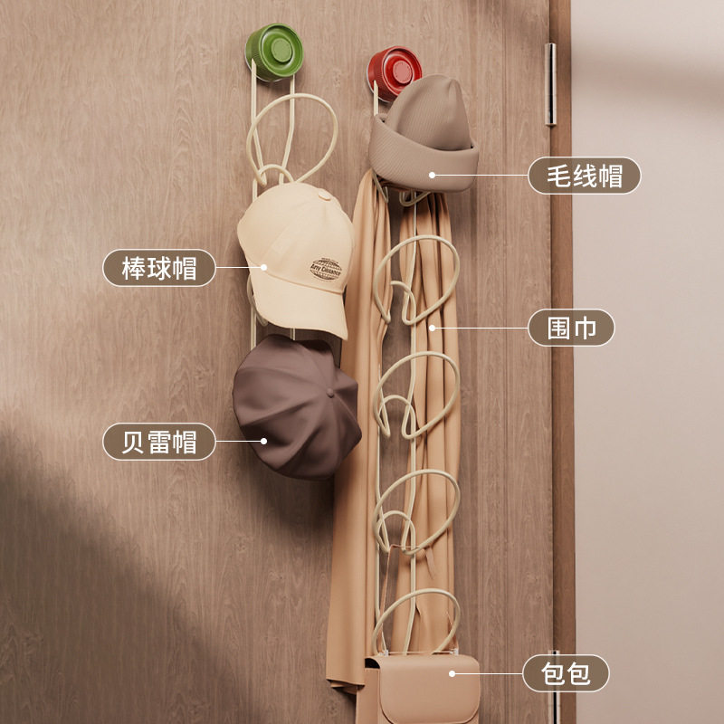 吸盘铁艺帽子收纳神器家用挂钩免打孔围巾包包挂架衣柜置物架门后,淘宝优惠券,粉丝福利购,淘宝优惠卷