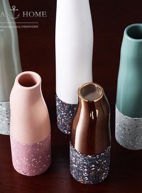 速发欧柜简约抽象细口彩色陶瓷花瓶客厅茶几电视式插花饰装摆件