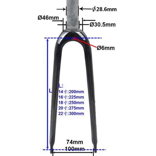 碟刹全碳纤维451前叉20寸r 1 1/8  C刹 406小轮车折叠车前叉骑 - 图0