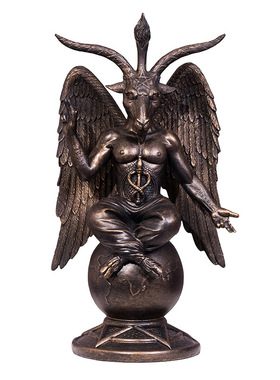 西方摆件撒旦恶魔打坐山羊雕像羊头E雕塑手办树脂神像工艺品撒旦