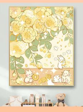 ◎月貌花容数字油画diy填充手绘丙烯画手工涂鸦填色油彩画