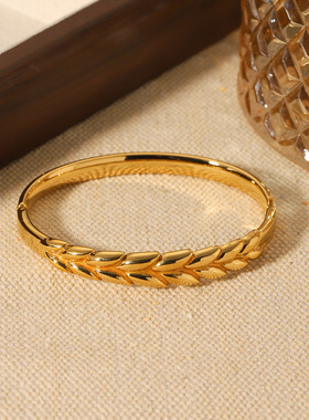 日本品质欧美不锈钢麦穗手镯轻奢高级感手镯女钛钢不掉色手饰气质