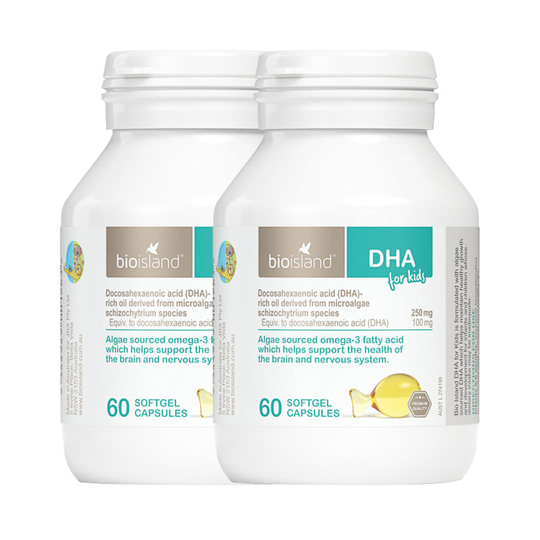 澳洲bioisland婴幼儿童宝宝DHA海藻油助眼脑成长发育软胶囊60粒*2