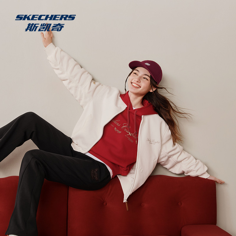 斯凯奇新年款户外卫衣2025秋冬男女款针织连帽宽松套头长袖打底衫,淘宝优惠券,粉丝福利购,淘宝优惠卷