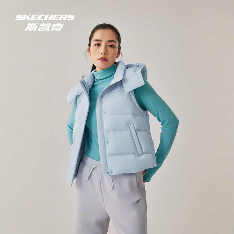 斯凯奇户外羽绒马甲2025冬季女款防泼水防风高领连帽轻便保暖背心,淘宝优惠券,粉丝福利购,淘宝优惠卷