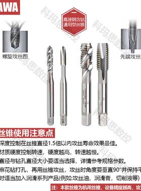 日本进口YAMAWA美制螺旋丝锥UNC/F2-56 4-40 6-32 1/4-20先端丝攻