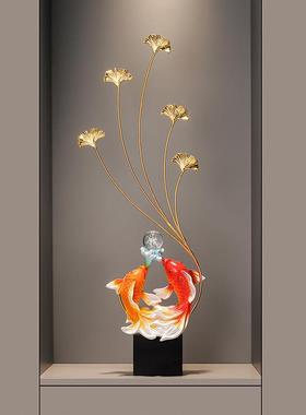 新年玄关鱼五年有余五福临门竖葫摆件入户玄关壁龛芦客厅高装饰乔