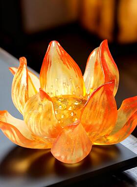 古东茶古法琉璃莲花插家用供佛RKRCKMKL香香炉摆件禅意室轻奢桌面