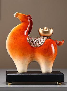 轻奢上有钱摆马客件厅玄AXV关酒柜书房饰品乔迁新居装礼物送朋友