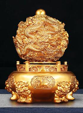 九转干 干坤摆件九龙办戏珠干干坤鼎AF11招龙财聚宝盆家居公室 店