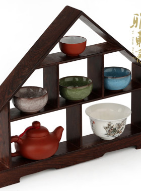 速发红木小博古架 鸡翅木质客示架 实木展工装饰品摆件厅艺品创意