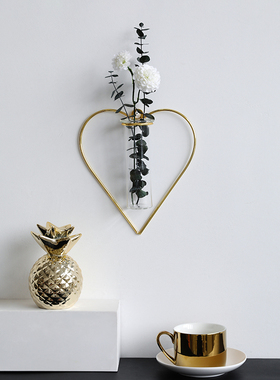 速发风金色墙面挂饰壁挂花瓶水培背景墙风属轻奢金客厅卧室