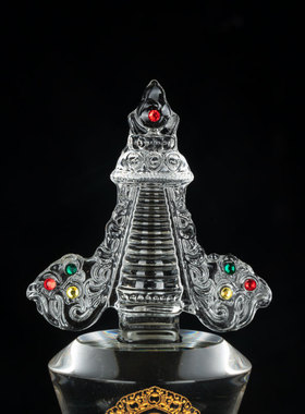 速发水晶舍塔塔菩提塔佛藏传 教用品 舍利佛利 噶当塔 带灯光