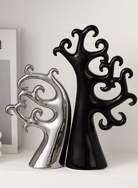 速发小众风抽公艺术摆件象厅办客室书房玄关设计师装饰品树木