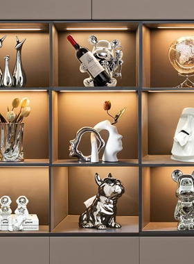 速发轻奢熊酒柜装饰品摆件套装创客高档意视电厅柜玄关柜家居摆设