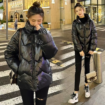 羽绒棉服女短款亮面2025年冬季新款立领女装百搭加厚棉衣韩版潮