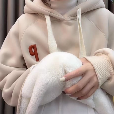 大码宽松字母刺绣加绒连帽卫衣大码加绒加厚卫衣女秋冬