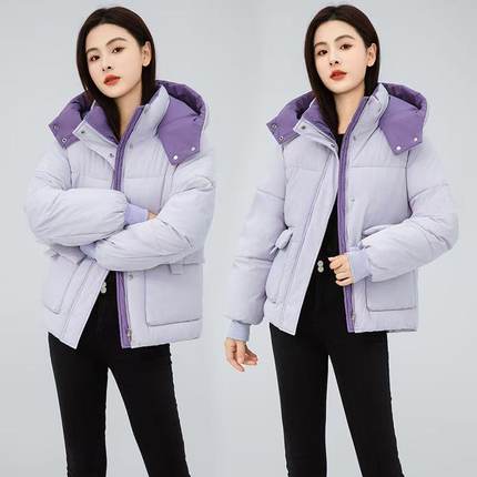 羽绒棉衣外套2025冬季新款棉袄韩版宽松时尚短款加厚连帽棉服