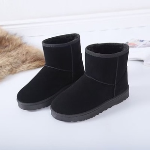 雪地靴女情侣冬中筒短筒加绒防滑保暖