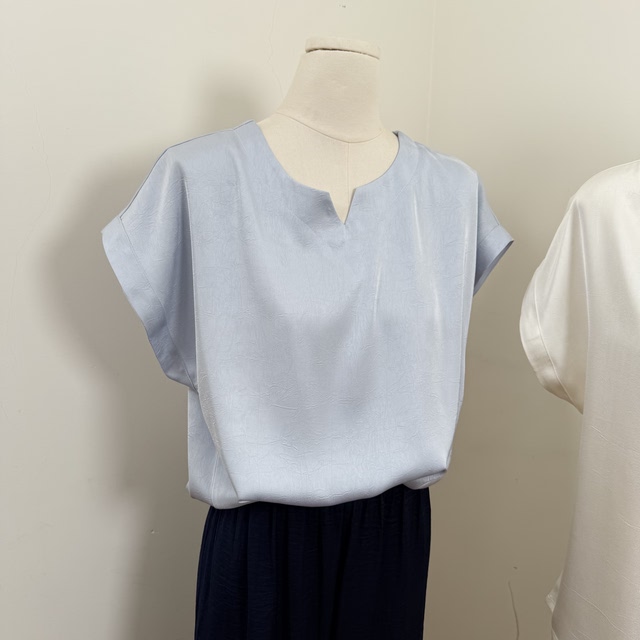 2025 acetate top women's summer loose slim t-neck t-shirt artificial cotton thin casual solid color short-sleeved fashion