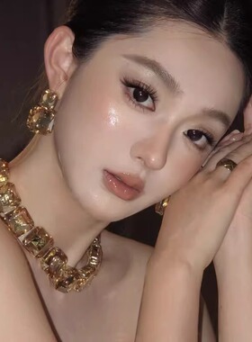 超闪公主水滴水钻项链耳环套装女轻奢小众高级感夸张新娘礼服配饰