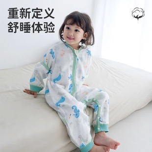 夏季婴儿睡袋防踢被纱布竹棉