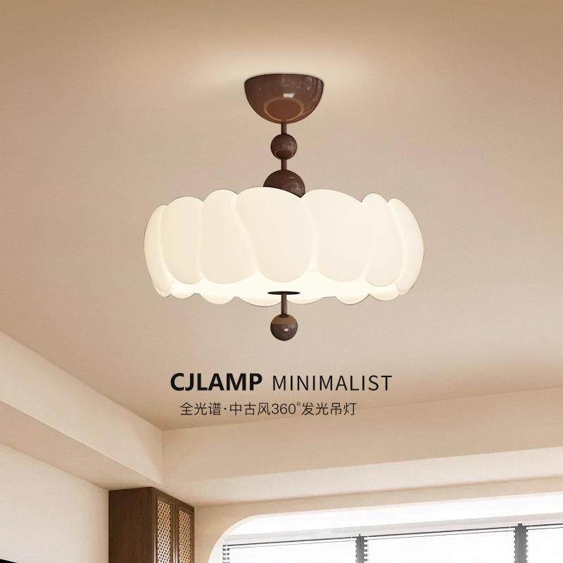 奶油风吸顶灯中古风创意时尚条褶圆形led法式明亮护眼房间卧室灯,淘宝优惠券,粉丝福利购,淘宝优惠卷